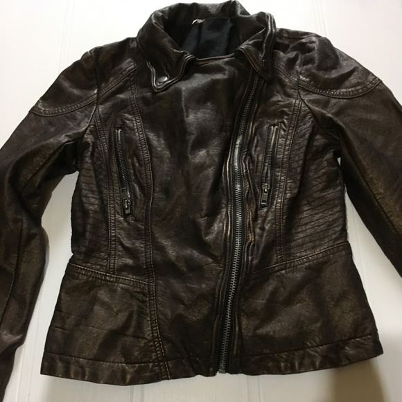 Free People Metallic Faux Leather  jacket Size 4 - Picture 5 of 8